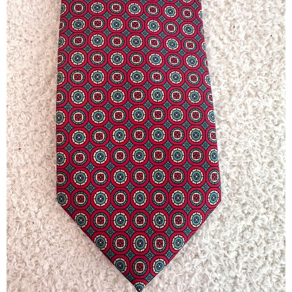 Wembley Silks Mens Burgundy Circle Geometric Patterned Tie Classic Luxury